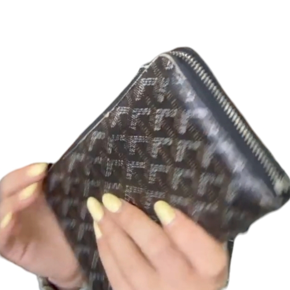 GOYARD Long Wallet Zip Around Black White Brown Coated Canvas Unisex - Picture 5 of 10